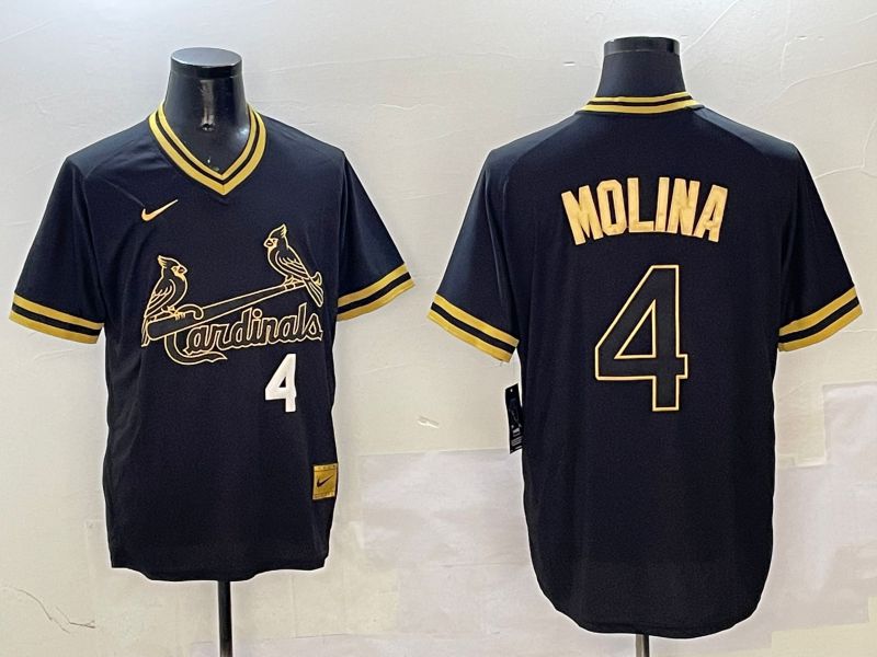 Men St.Louis Cardinals #4 Molina Black Gold Game 2025 Nike MLB Jersey style 2